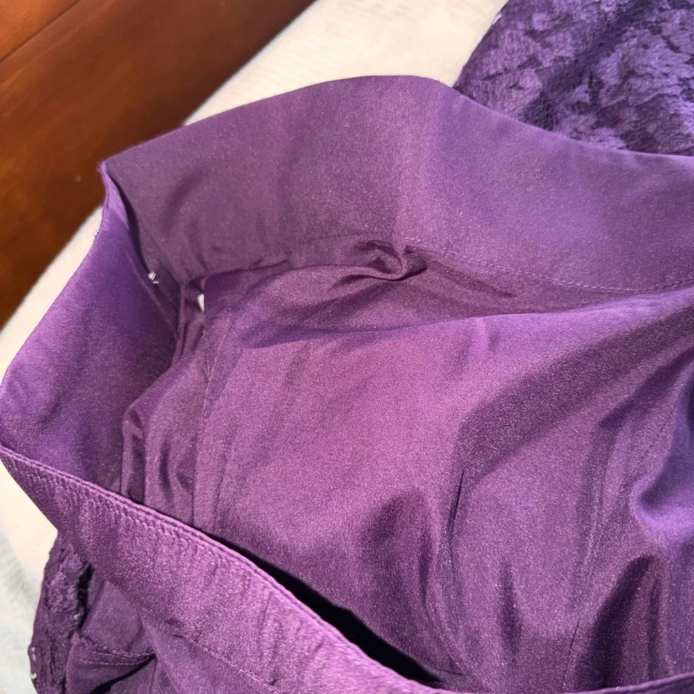 Bari Jay Strapless Gown in Deep Purple Lace size 8 - Picture 4 of 5